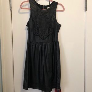 Sabine black faux leather dress